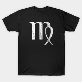 Virgo Zodiac Horoscope in Distressed White Design T-Shirt